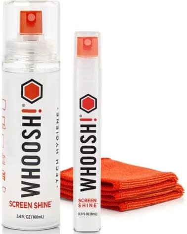 WHOOSH Kit Limpiador de Pantallas Kit DUO WSH004- Spray 100ml Spray 8ml 2 Panos Microfibra