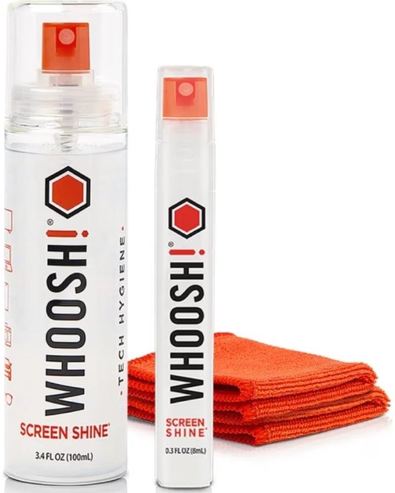 WHOOSH Kit Limpiador de Pantallas Kit DUO WSH004- Spray 100ml Spray 8ml 2 Panos Microfibra