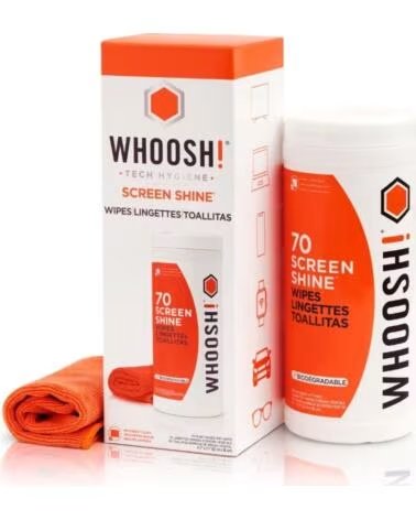 WHOOSH Kit Toallitas WSH006 para Limpieza de Pantallas- Pack de 70 unidades Pano Microfibra