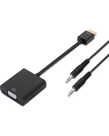 AISENS Conversor A122-0126- HDMI Macho - VGA Hembra- Jack 3 5 Hembra- 10cm- Negro