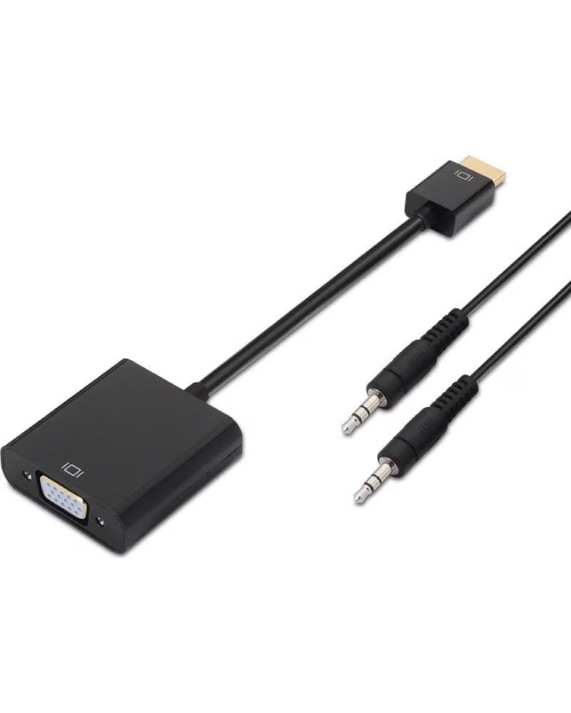 AISENS Conversor A122-0126- HDMI Macho - VGA Hembra- Jack 3 5 Hembra- 10cm- Negro