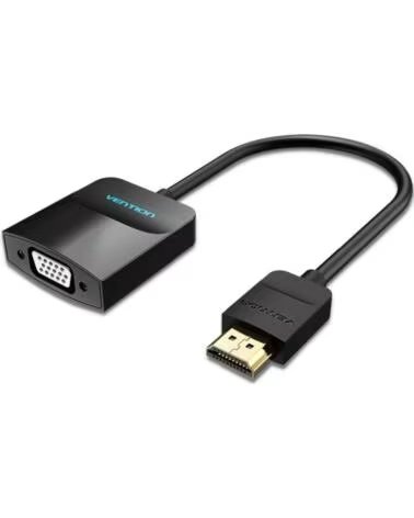 VENTION Conversor 42444- HDMI Macho - VGA Hembra- Jack 3 5 Hembra- 15cm- Negro