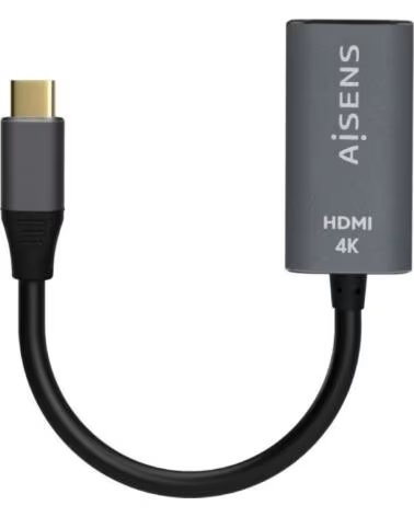 AISENS Conversor HDMI 4K 60Hz A109-0683- HDMI Hembra - USB Tipo-C Macho- 15cm- Gris