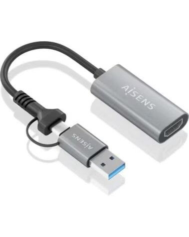 AISENS Conversor HDMI A109-0913- USB USB Tipo-C 3 1 Macho - HDMI Macho- 15cm- Gris