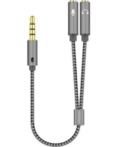 AISENS Cable Estereo A128-0415- Jack 3 5 Macho - 2x Jack 3 5 Hembra- 25cm- Gris