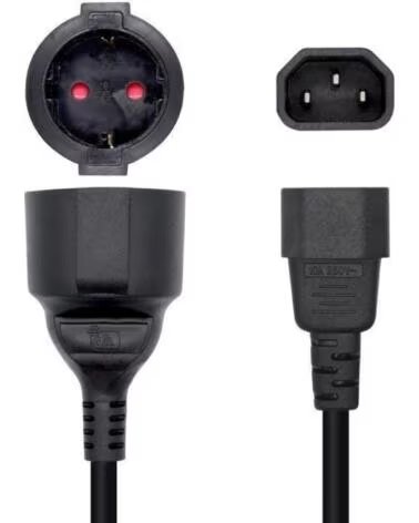 AISENS Adaptador Alimentacion A132-0467- C14 Macho - CEE7 Hembra- 25cm- Negro
