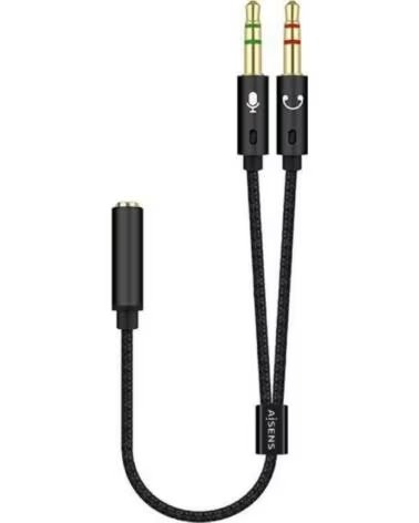 AISENS Cable Estereo A128-0418- Jack 3 5 Hembra - 2x Jack 3 5 Macho- 25cm- Negro