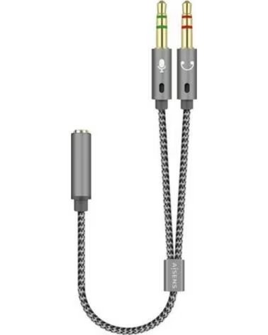 AISENS Cable Estereo A128-0417- Jack 3 5 Hembra - 2x Jack 3 5 Macho- 25cm- Gris