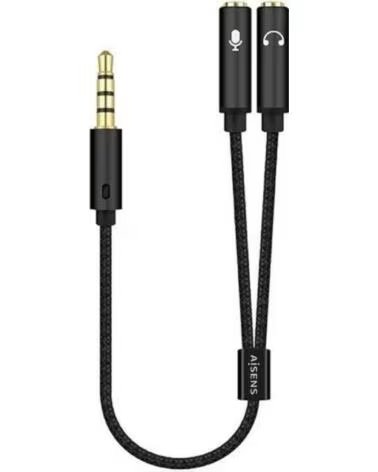 AISENS Cable Estereo A128-0416- Jack 3 5 Macho - 2x Jack 3 5 Hembra- 25cm- Negro