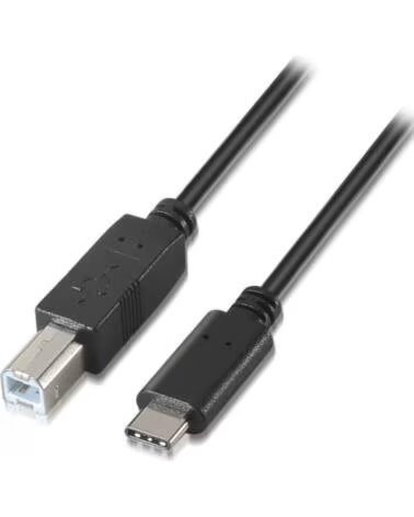 AISENS Cable USB 2 0 Impresora A107-0053- USB Tipo-C Macho - USB Tipo-B Macho- 480Mbps- 1m- Negro