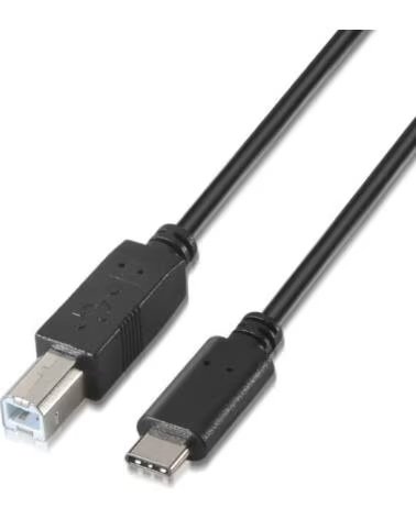 AISENS Cable USB 2 0 Impresora A107-0054- USB Tipo-C Macho - USB Tipo-B Macho- 480Mbps- 2m- Negro