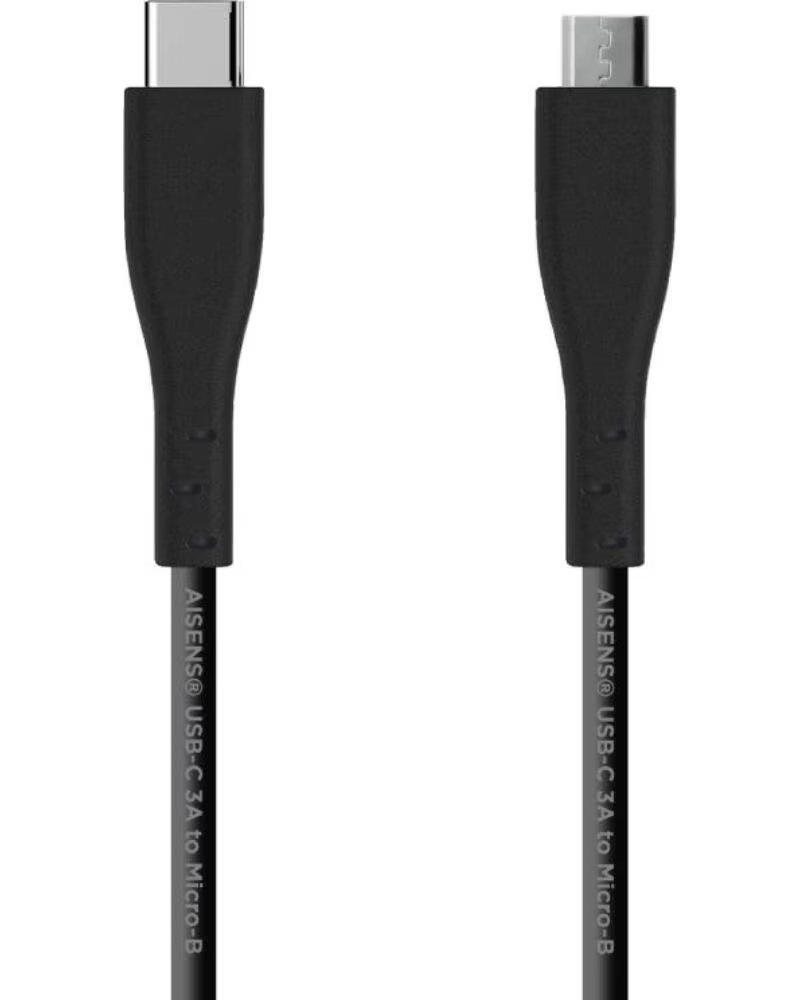 AISENS Cable USB 2 0 A107-0349- USB Tipo-C Macho - MicroUSB Macho- 480Mbps- 1m- Negro