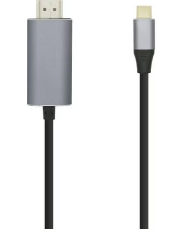 AISENS Cable Conversor A109-0392- USB Tipo-C Macho - HDMI Macho- Hasta 27W- 1250Mbps- 80cm- Negro
