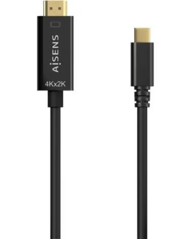 AISENS Cable Conversor HDMI 4K A109-0624- USB Tipo-C Macho - HDMI Macho- Hasta 27W- 1250Mbps- 1 8m- Negro