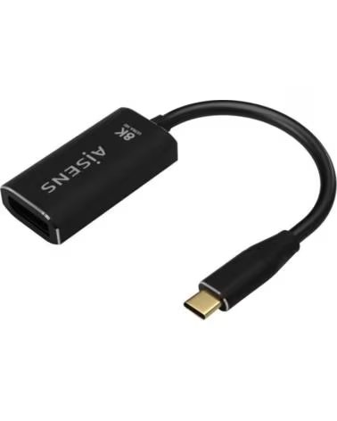 AISENS Conversor A109-0690- USB Tipo-C Macho - DisplayPort Hembra- Hasta 27W- 1250Mbps- 15cm- Negro