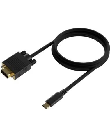 AISENS Cable Conversor A109-0693- USB Tipo-C Macho - VGA Macho- Hasta 27W- 1250Mbps- 1 8m- Negro