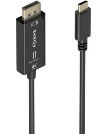 AISENS Cable Conversor A109-0879- USB Tipo-C Macho - DisplayPort Macho- 1 8m- Negro