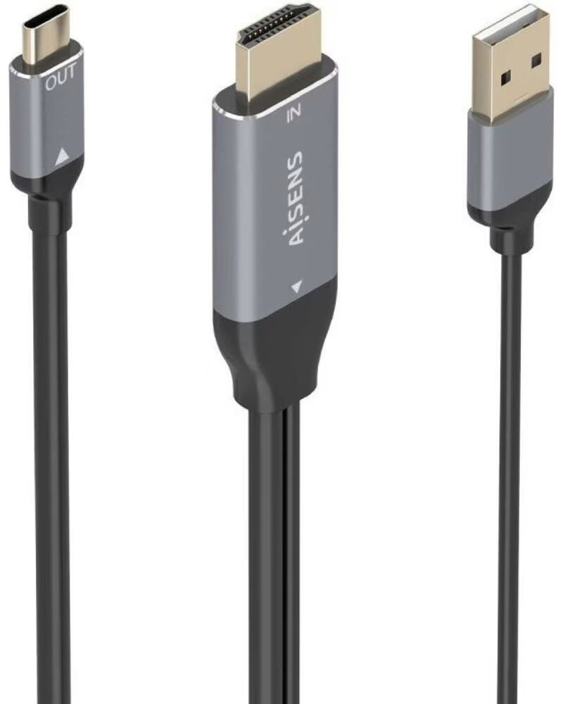 AISENS Cable Conversor A109-0871- HDMI Macho- USB Macho - USB Tipo-C Macho- 1 8m- Negro