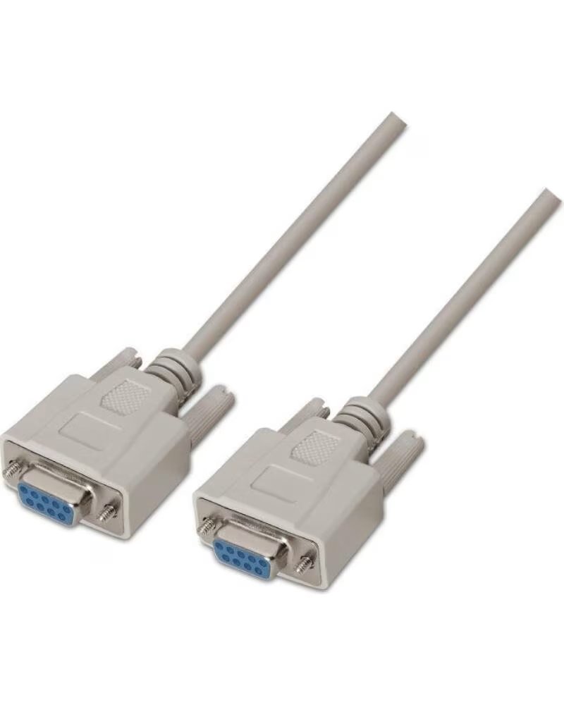 AISENS Cable Serie NULL Modem A112-0067- DB9 Hembra - DB9 Hembra- Hasta 0 15W- 1 6Mbps- 1 8m- Beige