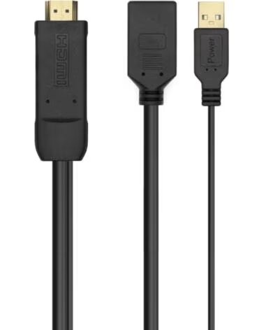 AISENS Cable Conversor 4K A122-0642- HDMI Macho - DisplayPort Hembra - USB Macho- Hasta 10W- 2250Mbps- 10cm 10cm- Negro