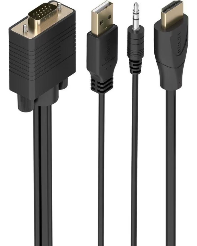 AISENS Cable Conversor A122-1014 SVGA Macho - USB Macho - Jack Macho- HDMI Macho- 1 5m- Negro