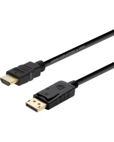 AISENS Cable Conversor A125-0364- DisplayPort Macho - HDMI Macho- Hasta 5W- 2300Mbps- 2m- Negro