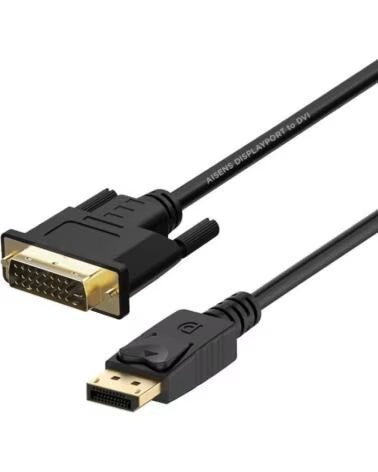 AISENS Cable Conversor A125-0366- DisplayPort Macho - DVI Macho- Hasta 5W- 2300Mbps- 2m- Negro