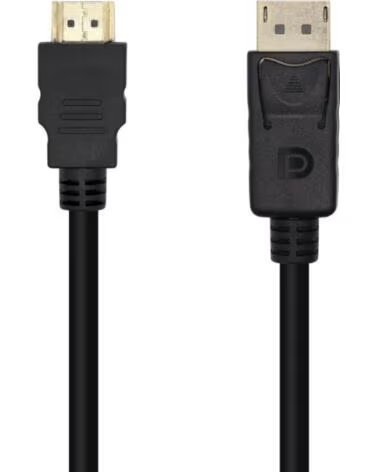 AISENS Cable Conversor A125-0460- Displayport Macho - HDMI Macho- Hasta 5W- 2300Mbps- 3m- Negro
