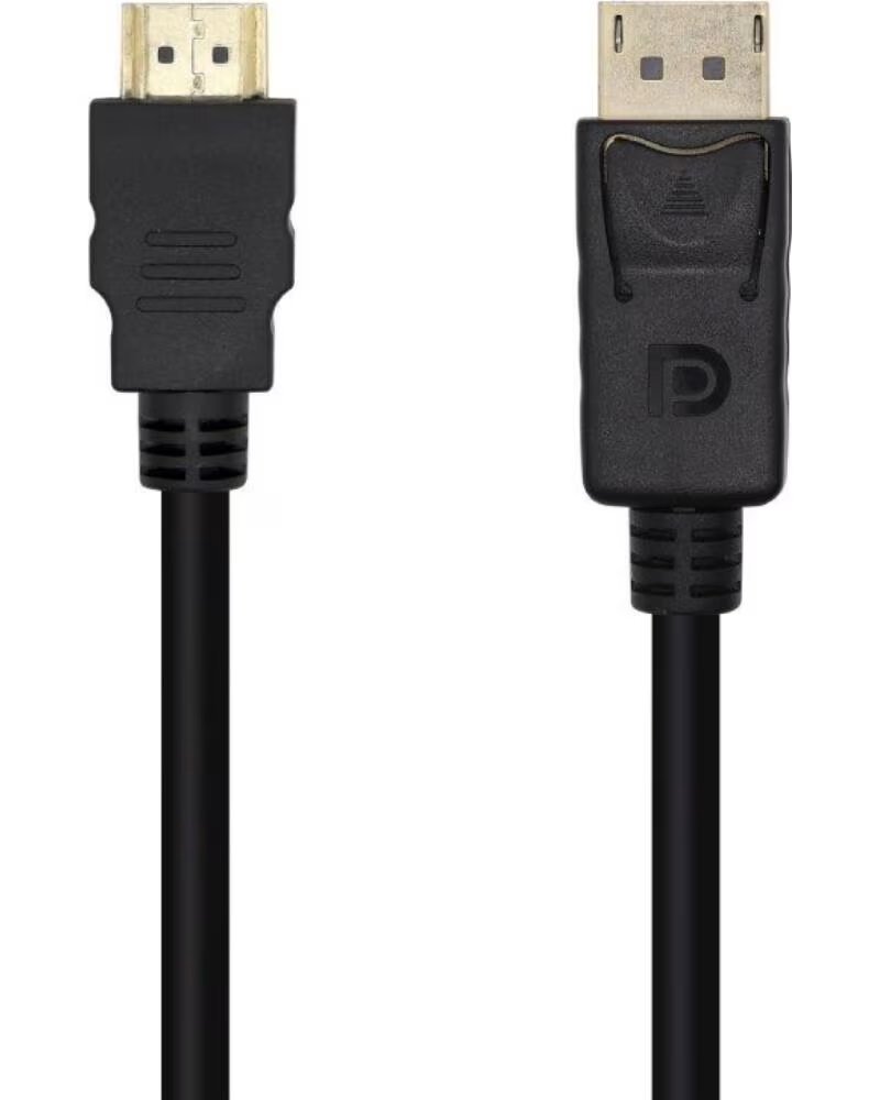 AISENS Cable Conversor A125-0460- Displayport Macho - HDMI Macho- Hasta 5W- 2300Mbps- 3m- Negro