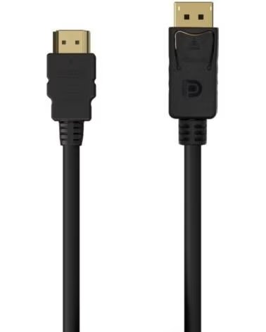 AISENS Cable Conversor A125-0550- Displayport Macho - HDMI Macho- Hasta 5W- 2300Mbps- 50cm- Negro