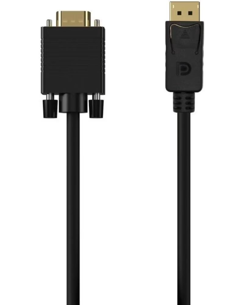 AISENS Cable Conversor A125-0552- DisplayPort Macho - VGA Macho- Hasta 5W- 2300Mbps- 1m- Negro