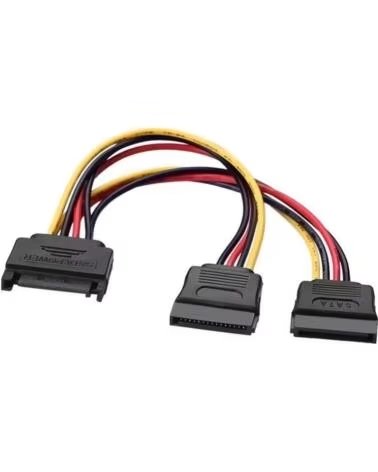 AISENS Cable Alimentacion A131-0353- SATA Macho - 2x SATA Hembra- Hasta 54W- 20cm- Negro
