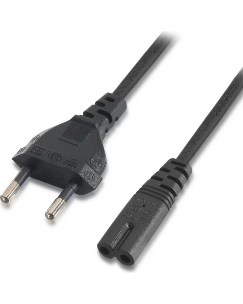 AISENS Cable Alimentacion Forma 8 A132-0173- CEE7-16 Macho - C7 Hembra- Hasta 1500W- 1 5m- Negro