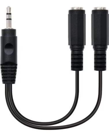 NANO CABLE Cable Estereo Nanocable 10 24 1200- Jack 3 5 Macho - 2x Jack 3 5 Hembra- 15cm- Negro
