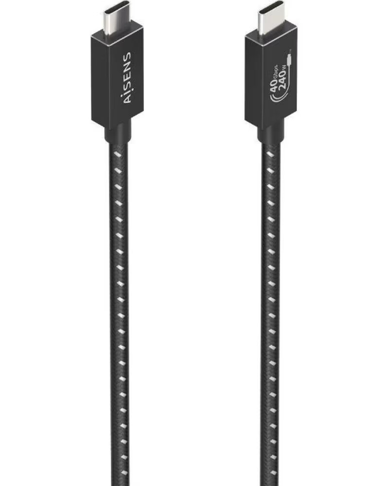 AISENS Cable USB 4 0 Tipo-C A156-0866- USB Tipo-C Macho - USB Tipo-C Macho- Hasta 240W- 40Gbps- 50cm- Gris
