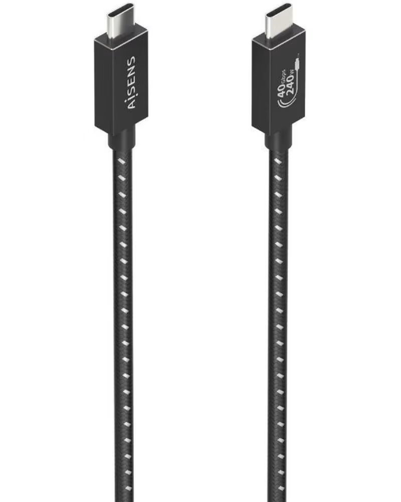AISENS Cable USB 4 0 Tipo-C A156-0868- USB Tipo-C Macho - USB Tipo-C Macho- Hasta 240W- 40Gbps- 1 5m- Gris