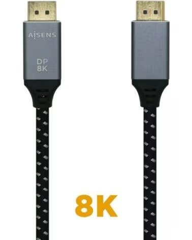AISENS Cable DisplayPort 1 4 8K A149-0434- DisplayPort Macho - DisplayPort Macho- 50cm- Negro Gris