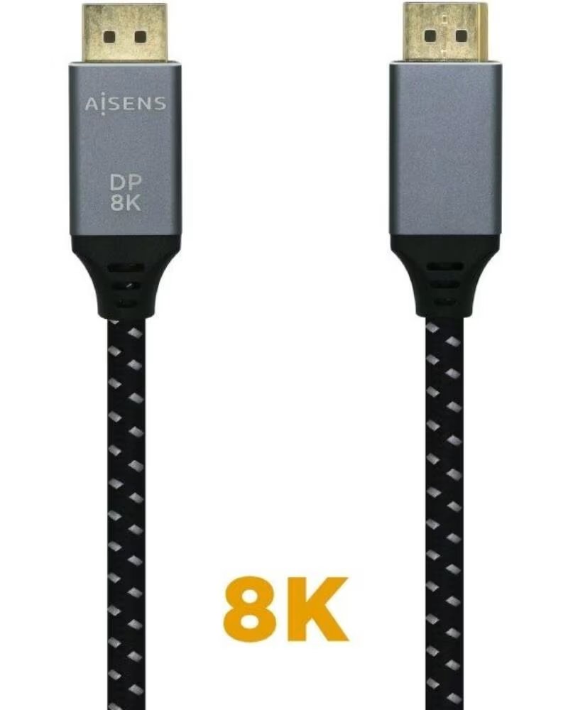 AISENS Cable DisplayPort 1 4 8K A149-0434- DisplayPort Macho - DisplayPort Macho- 50cm- Negro Gris