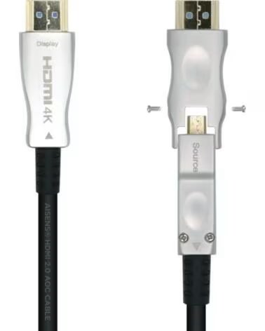 AISENS Cable HDMI 2 0 AOC 4K Desmontable A148-0512- HDMI Macho - D Macho - HDMI Macho- 30m- Negro
