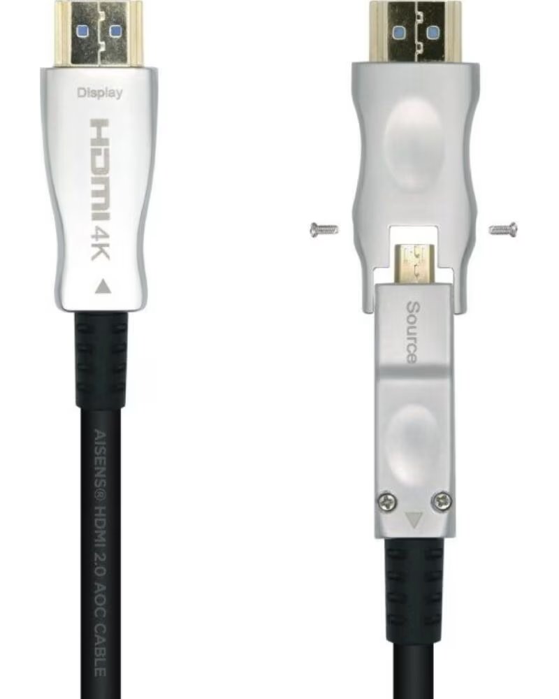 AISENS Cable HDMI 2 0 AOC 4K Desmontable A148-0512- HDMI Macho - D Macho - HDMI Macho- 30m- Negro