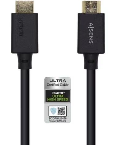 AISENS Cable HDMI 2 1 8K A150-0423- HDMI Macho - HDMI Macho- 2m- Certificado- Negro