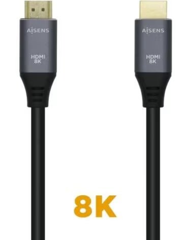 AISENS Cable HDMI 2 1 8K A150-0429- HDMI Macho - HDMI Macho- 3m- Gris Negro