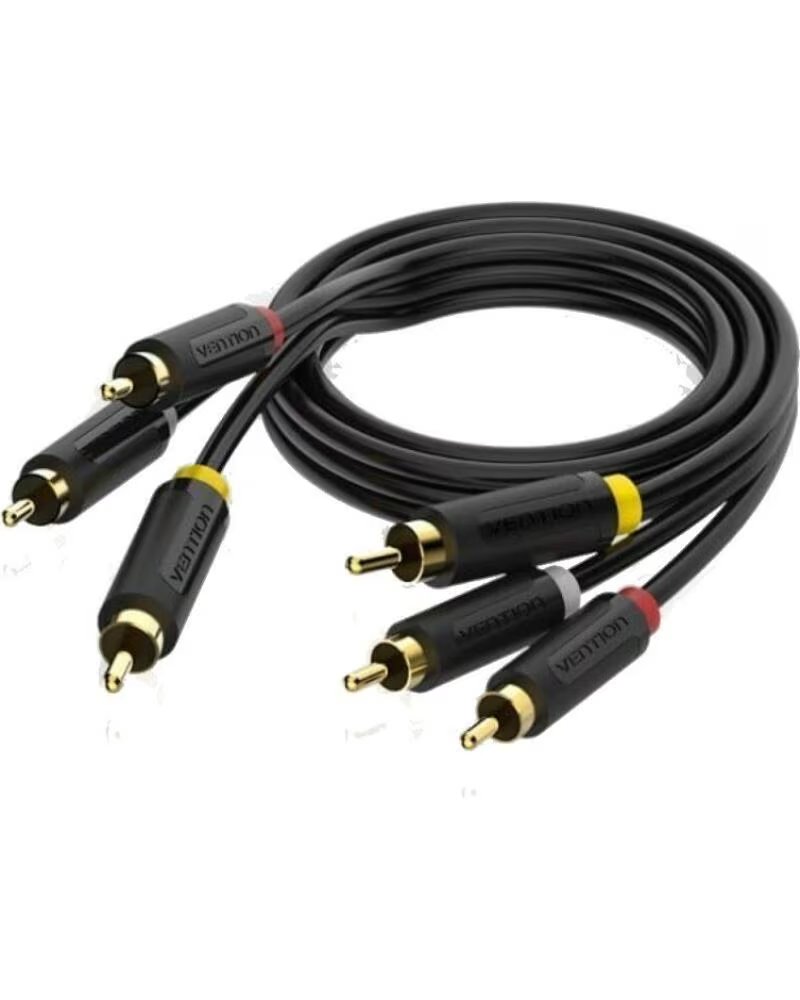 VENTION Cable Estereo BCABH- 3x RCA Macho - 3x RCA Macho- 2m- Negro