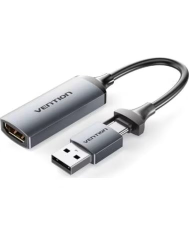 VENTION Conversor HDMI 4K 60Hz ACWHA- HDMI Hembra - USB Macho - USB Tipo-C Macho- 480Mbps- 10cm- Negro