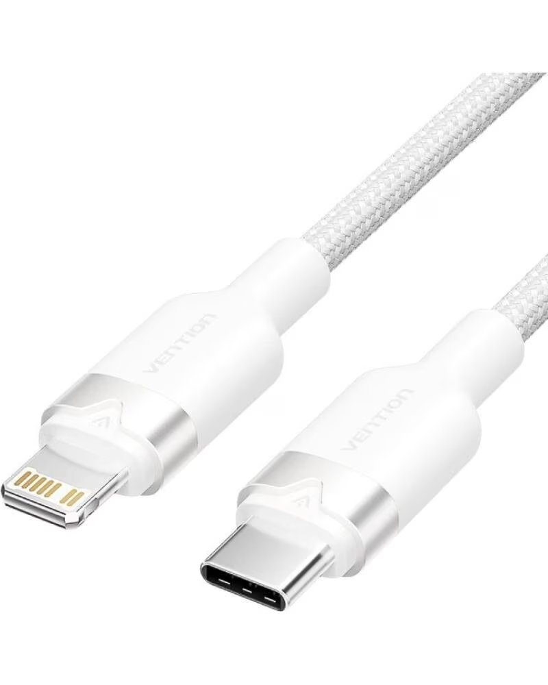 VENTION Cable USB Tipo-C Lightning LALWF- USB Tipo-C Macho - Lightning Macho- 27W- 480Mbps- 1m- Blanco
