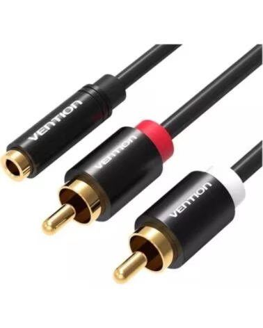 VENTION Cable Estereo VAB-R01-B100- Jack 3 5 Hembra - 2x RCA Macho- 1m- Negro