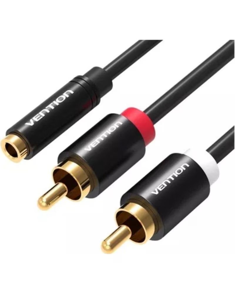 VENTION Cable Estereo VAB-R01-B100- Jack 3 5 Hembra - 2x RCA Macho- 1m- Negro