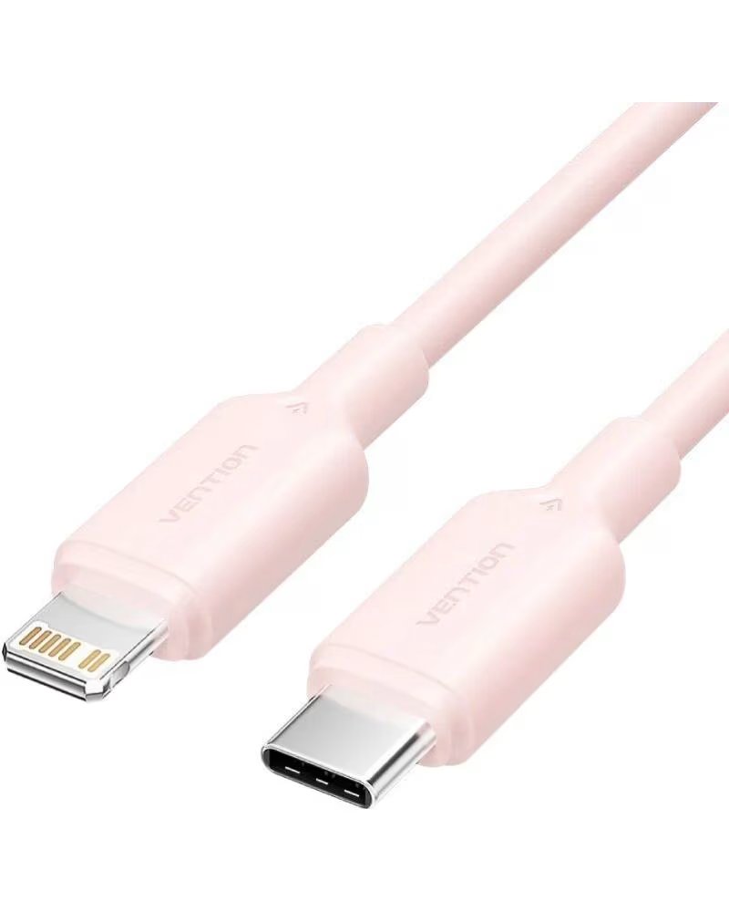 VENTION Cable USB 2 0 Tipo-C Lightning LAKPH- USB Tipo-C Macho - Lightning Macho- Hasta 27W- 480Mbps- 2m- Rosa