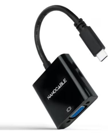 NANO CABLE Cable Conversor Nanocable 10 16 4101-BK- USB Tipo-C Macho - VGA Hembra- 10cm- Negro