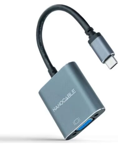 NANO CABLE Conversor Nanocable 10 16 4101-G- USB Tipo-C Macho - VGA Hembra- 10cm- Negro y Gris